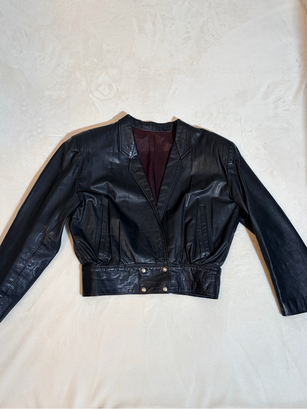 Classic Black Crop Leather Women's Jacket